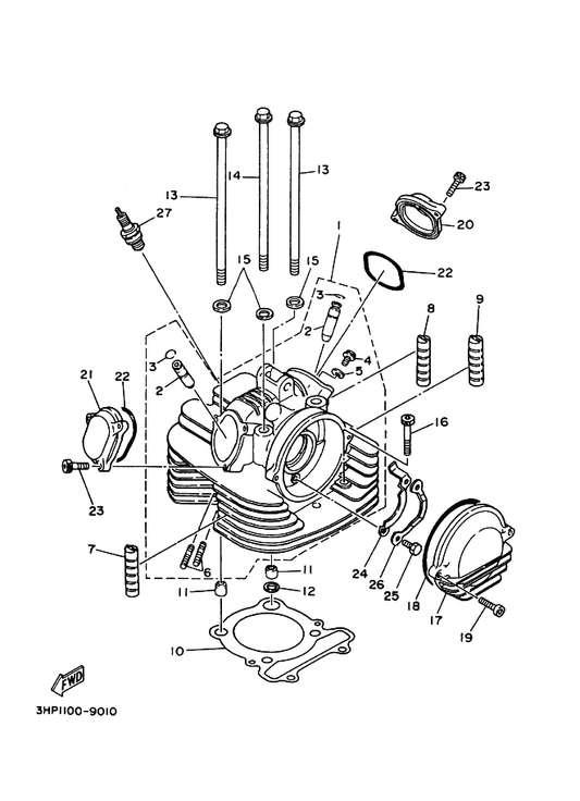 Yamaha 94701-00157 Plug, Spark — shown on the Cylinder Head parts diagram