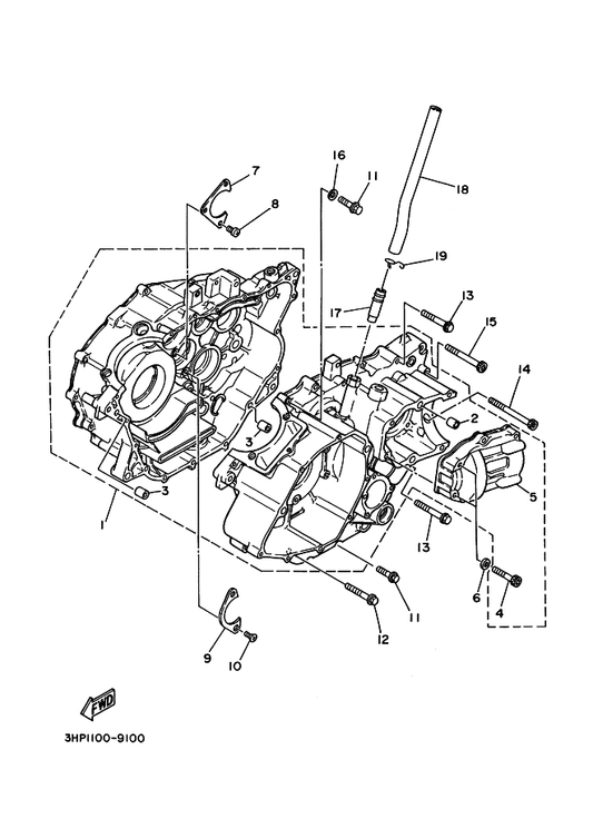 Yamaha 3R4-15381-00 Plate, Bearing Cover — shown on the Crankcase parts diagram
