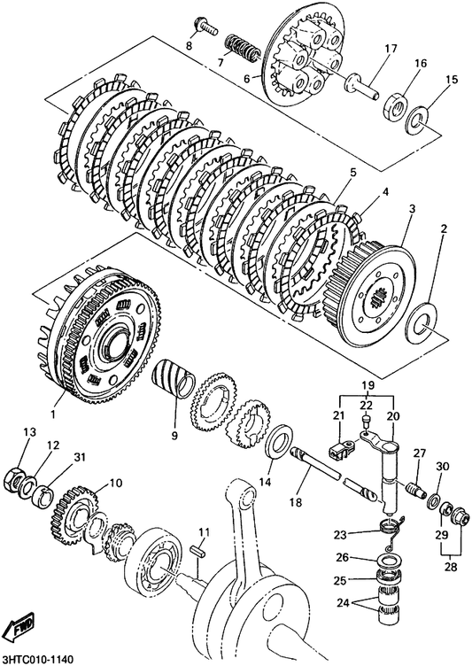 Yamaha 93102-17357 Oil Seal — shown on the Clutch parts diagram