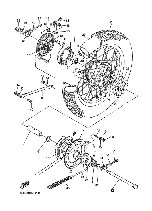 Yamaha 93306-20348 Bearing — shown on the Rear Wheel parts diagram