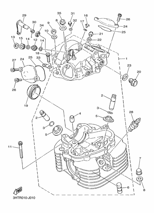 Yamaha 90201-10124 Washer, Plate — shown on the Cylinder Head parts diagram