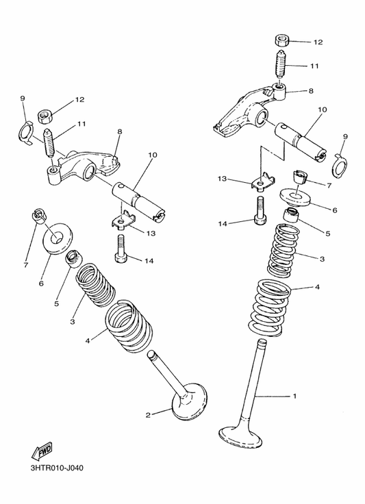 Yamaha 5A8-12121-00 Valve, Exhaust — shown on the Valve parts diagram