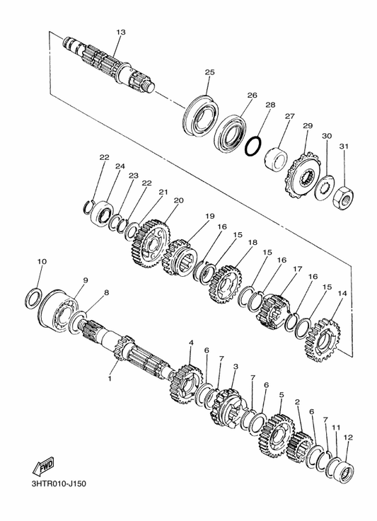 Yamaha 90201-252A4 Washer, Plate — shown on the Transmission parts diagram