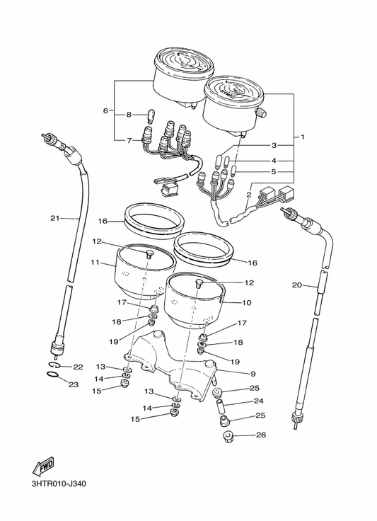 Yamaha 3H3-83513-00 Damper — shown on the Meter parts diagram