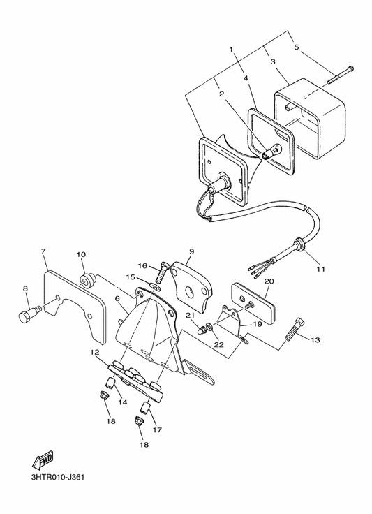 Yamaha 3HT-84751-20 Bracket, License — shown on the Taillight parts diagram