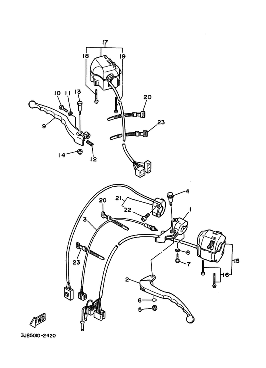 Yamaha 57A-83922-01 レバー 2 — shown on the ハンドルスイツチ. レバー (フラツトハンドル) parts diagram