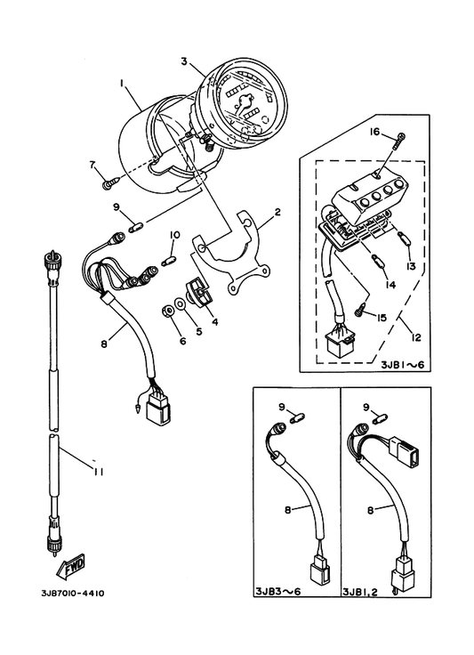 Yamaha 3DM-83519-00 ブラケツト,メータ — shown on the メータ parts diagram