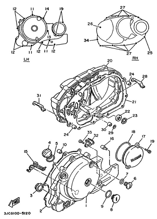 Yamaha 91314-06018 Bolt — shown on the Crankcase Cover 1 parts diagram