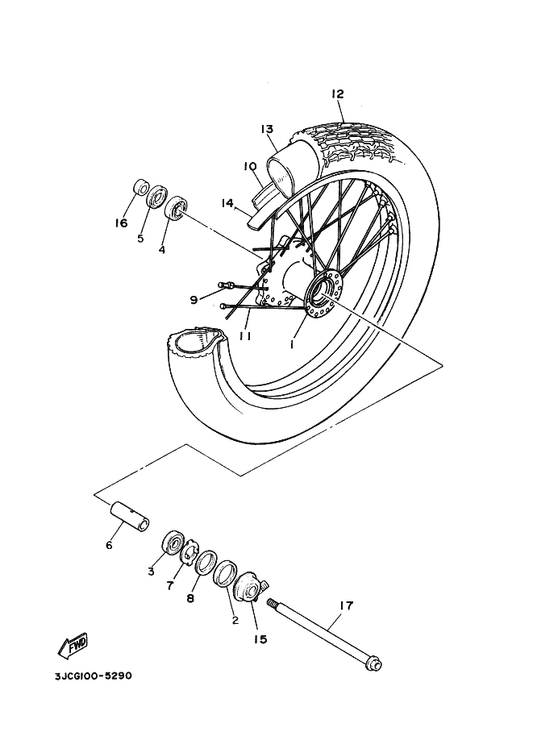 Yamaha 90387-177R1 Collar — shown on the Front Wheel parts diagram