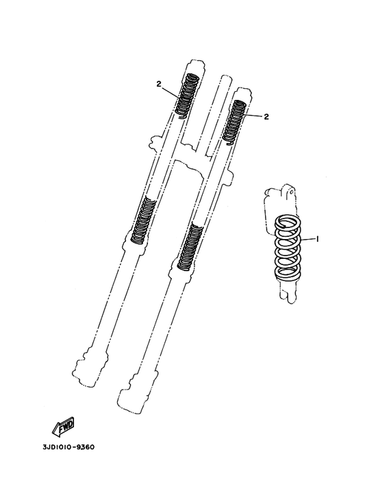 Yamaha BRY-23141-00 Spring, Front Fork (K=3.9) — shown on the Alternate For Chassis parts diagram