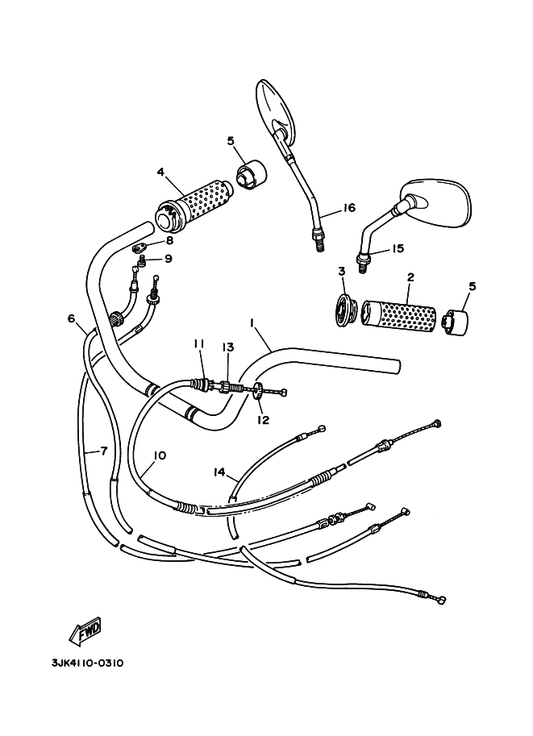 Yamaha 57A-26335-00 Cable, Clutch — shown on the Steering Handle & Cable parts diagram