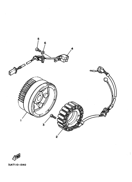 Yamaha 4PP-81410-00 ステータアセンブリ — shown on the ゼネレータ parts diagram