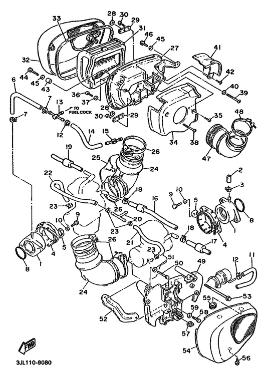 Yamaha 1RV-13595-00 Joint — shown on the Intake parts diagram