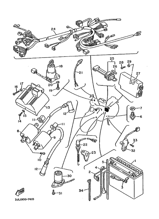 Yamaha 1A0-82161-00 .Fuse (20A) — shown on the Electrical 1 parts diagram
