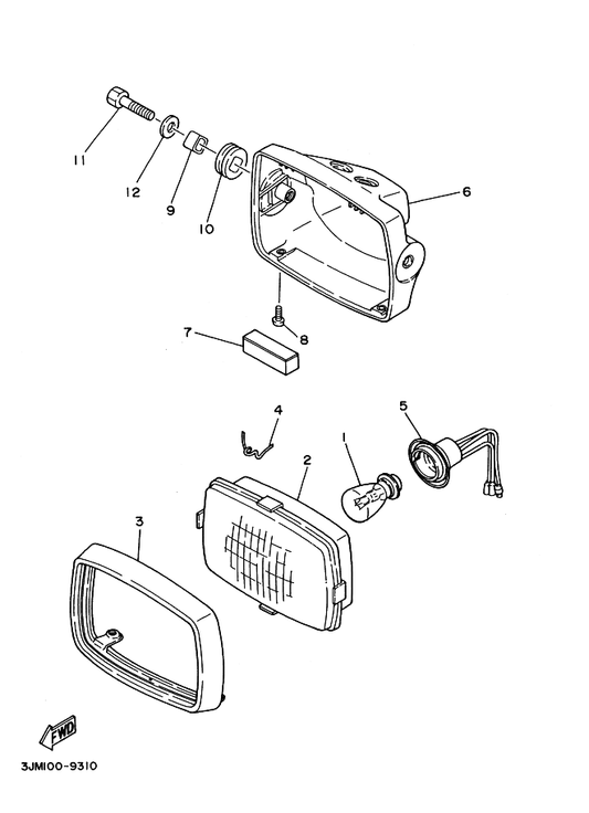 Yamaha 52H-84324-00 Spring, Reflector — shown on the Headlight parts diagram