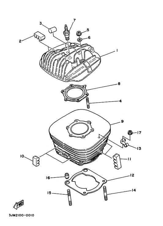 Yamaha 3R6-11162-00 Absorber 2 — shown on the Cylinder Head parts diagram