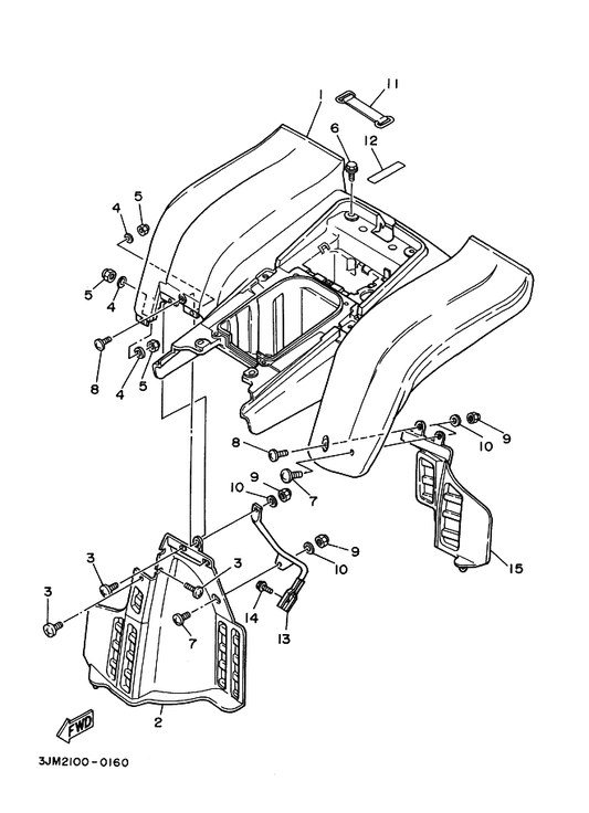 Yamaha 3JM-21691-00 Flap — shown on the Rear Fender parts diagram