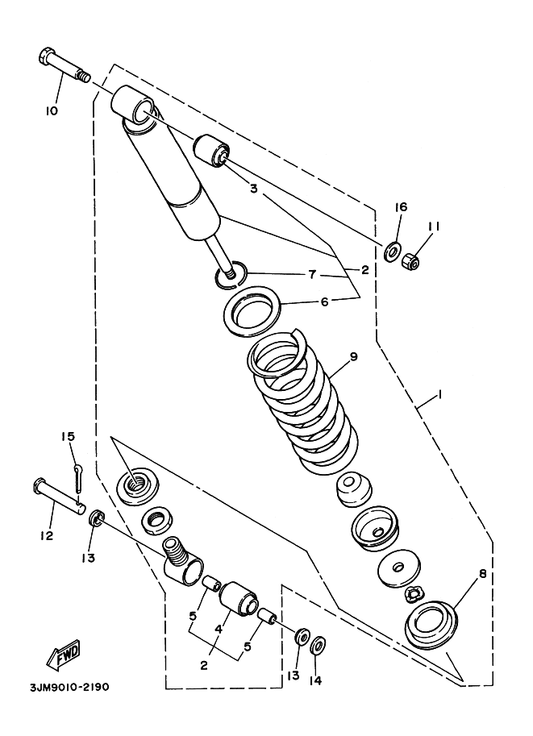 Yamaha 90380-12051 . . Bush, Solid — shown on the Rear Suspension parts diagram
