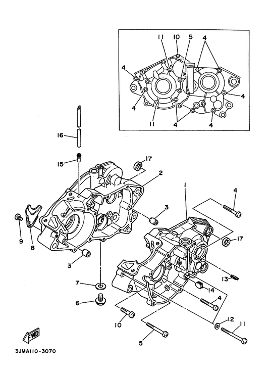 Yamaha 2XJ-15111-01 Crankcase 1 — shown on the Crankcase parts diagram