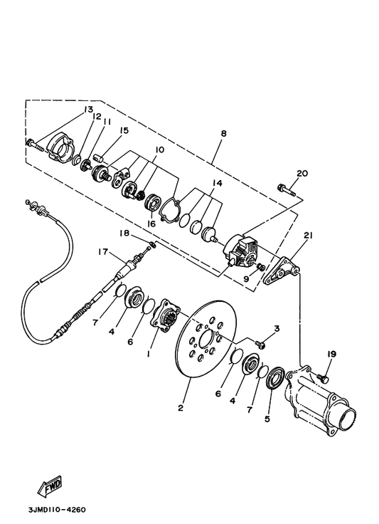 Yamaha 2XJ-25715-00 Cover 1 — shown on the Rear Brake parts diagram
