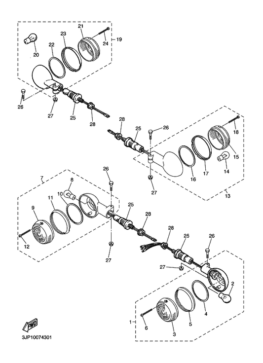 Yamaha 256-84714-61 . Bulb (12V-27/8W) — shown on the Flasher Light parts diagram