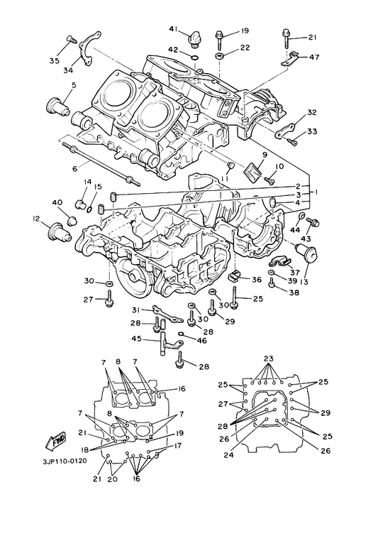 Yamaha 90105-10249 Bolt, Flange — shown on the Crankcase parts diagram