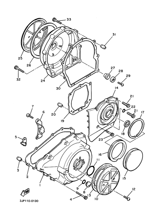 Yamaha 93210-45150 O-Ring — shown on the Crankcase Cover 1 parts diagram