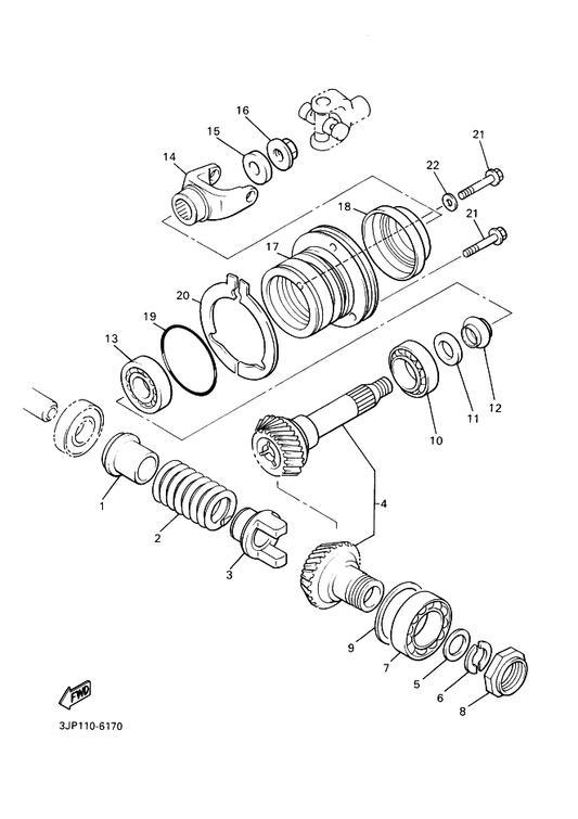 Yamaha 90201-252K4 Washer, Plate — shown on the Middle Drive Gear parts diagram