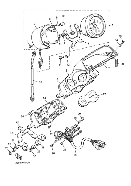 Yamaha 1FK-83507-00 . Cover, Speedometer — shown on the Meter parts diagram