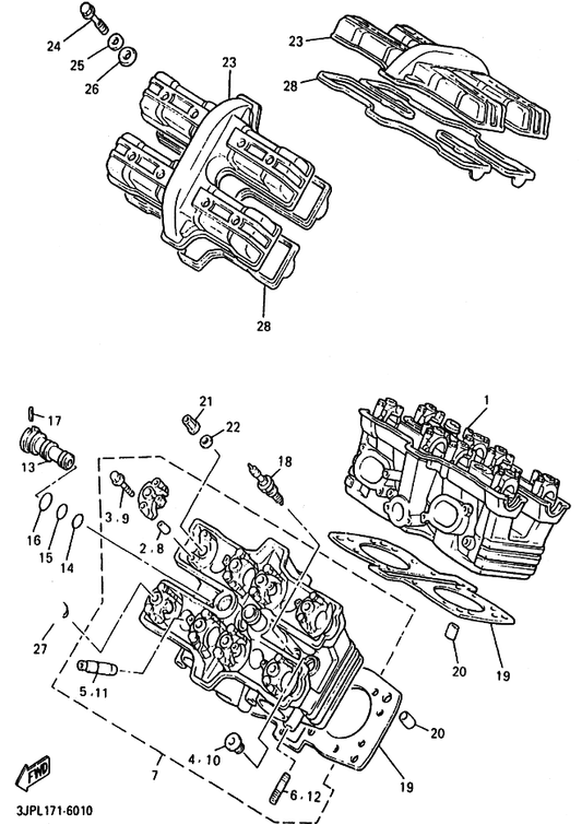 Yamaha 90340-20090 . Plug, Straight Screw — shown on the Cylinder Head parts diagram