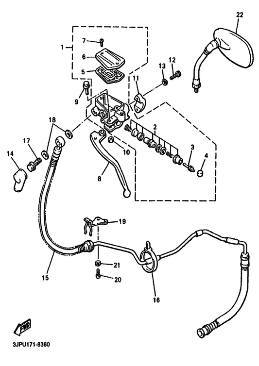 Yamaha 1FK-26452-01 . Cap, Reservoir — shown on the Front Master Cylinder 2 parts diagram