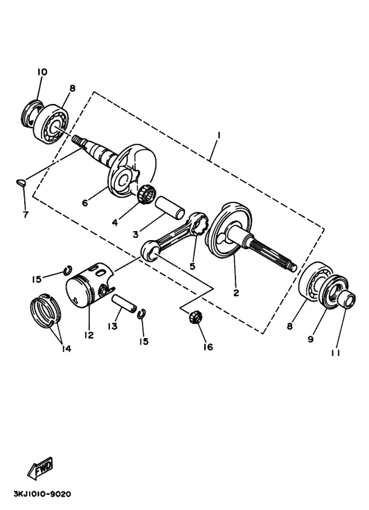 Yamaha 3YJ-11631-11-A0 Piston (Std) — shown on the クランクシヤフト. ピストン parts diagram