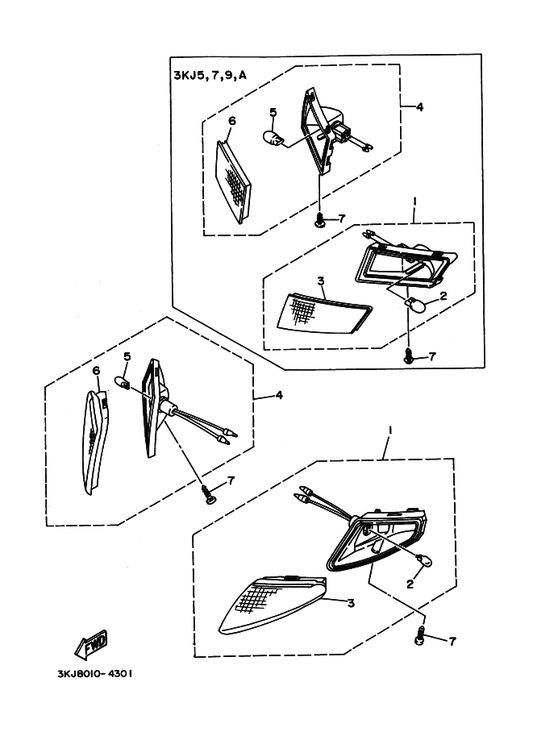 Yamaha 3KJ-83322-00 . レンズ,フラツシヤ 2 — shown on the フラツシヤライト parts diagram
