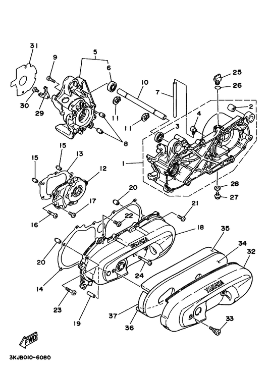 Yamaha 4FB-15451-00 ガスケツト,クランクケースカバー — shown on the クランクケース parts diagram