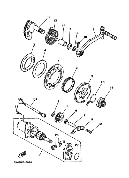 Yamaha 32N-15673-00 クリツプ — shown on the スタータ parts diagram