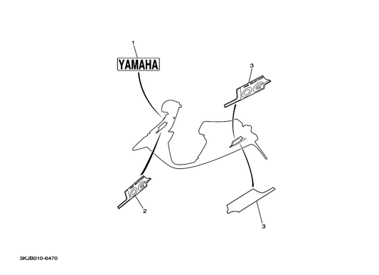 Yamaha 3KJ-21578-D0 エンブレム — shown on the グラフイツク. エンブレム (3Kjb) parts diagram