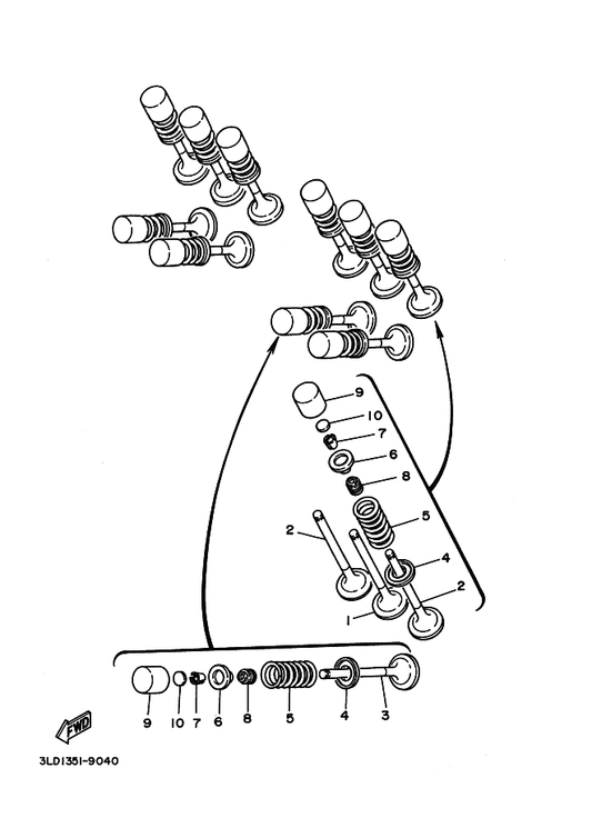 Yamaha 1WG-12116-00 Seat, Valve Spring — shown on the Valve parts diagram