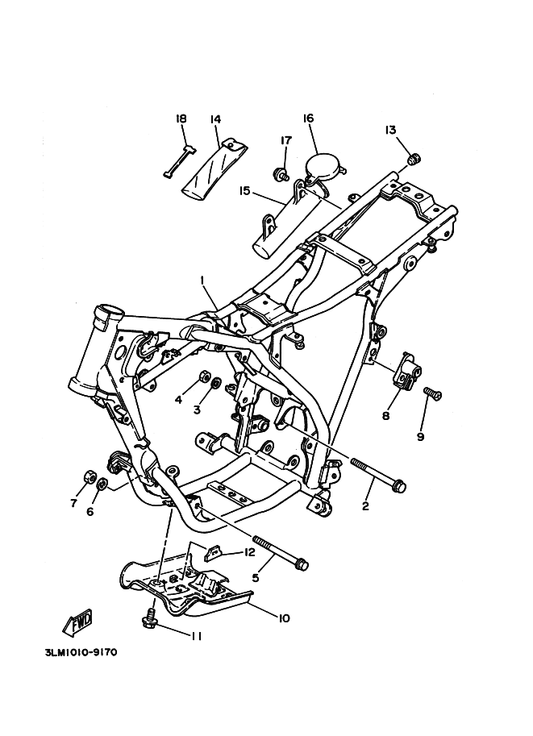 Yamaha 95817-08125 Bolt, Flange — shown on the フレーム parts diagram