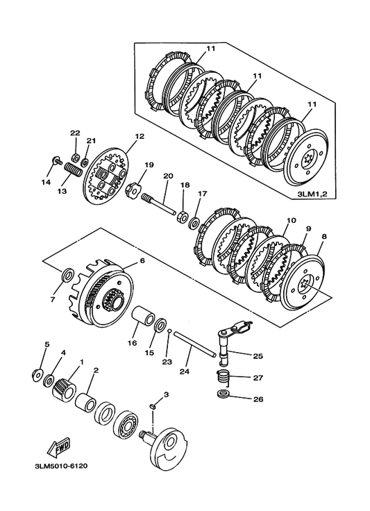 Yamaha 90501-20125 Spring, Compression — shown on the クラツチ parts diagram