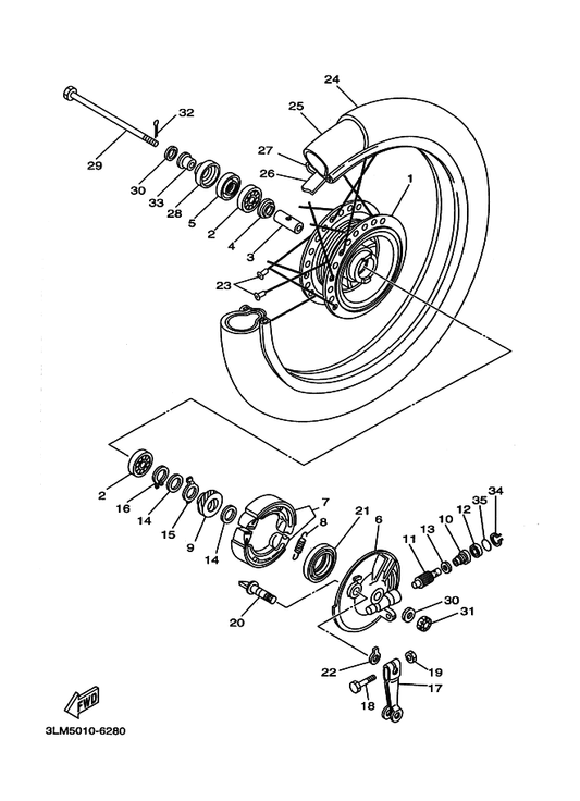 Yamaha 95307-12900 Nut — shown on the フロントホイール parts diagram