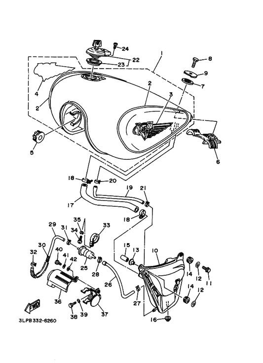 Yamaha 42X-24186-00 Washer, Special — shown on the Fuel Tank parts diagram