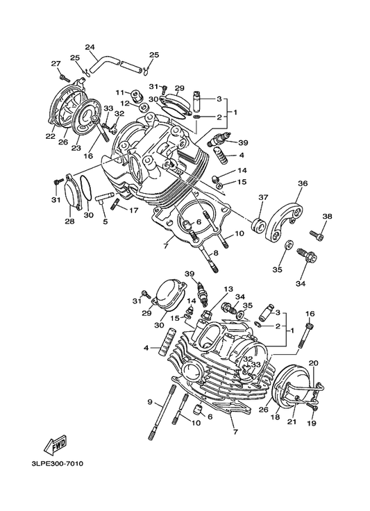 Yamaha 42H-11181-00 Gasket, Cylinder Head 1 — shown on the Cylinder Head parts diagram