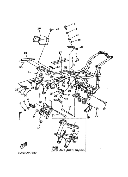 Yamaha 90105-06069 Bolt, Flange — shown on the Frame parts diagram