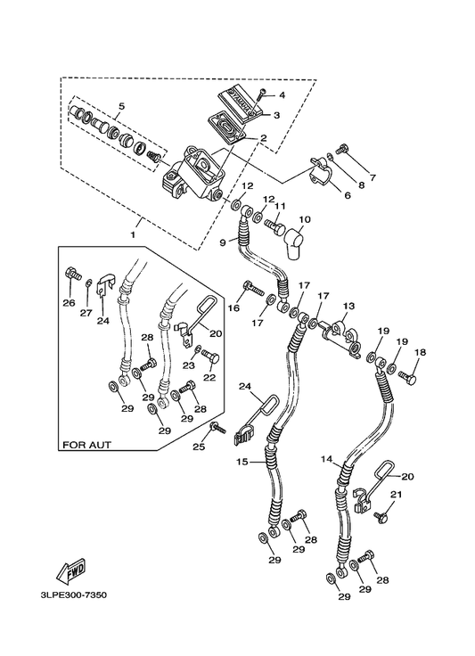 Yamaha 4L0-25867-00 . Bracket, Master Cylinder — shown on the Front Master Cylinder parts diagram