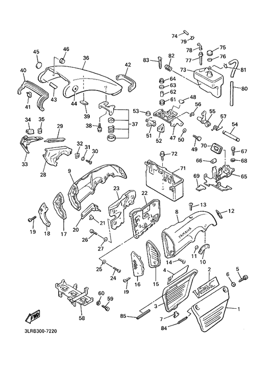 Yamaha 98517-06020 . Screw, Pan Head — shown on the Side Cover parts diagram