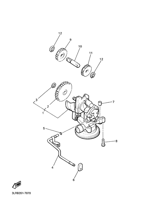 Yamaha 26H-13351-01 Gear, Pump Idle 1 — shown on the Oil Pump parts diagram
