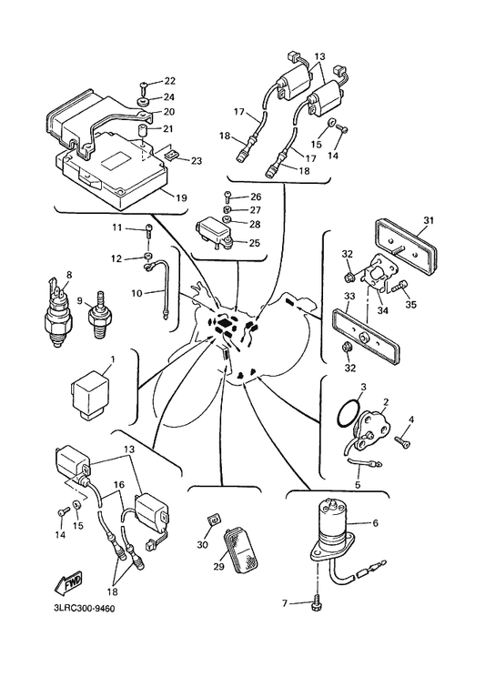 Yamaha 3LN-82560-01 Thermo Switch Assy — shown on the Electrical 1 parts diagram