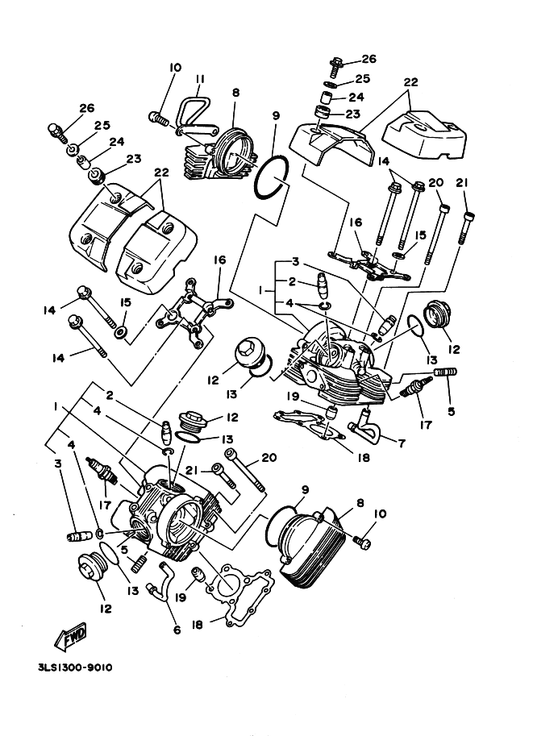 Yamaha 3BG-14871-00 Pipe 1 — shown on the Cylinder Head parts diagram