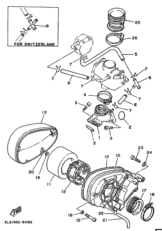 Yamaha 3BG-13595-00 Joint — shown on the Intake parts diagram