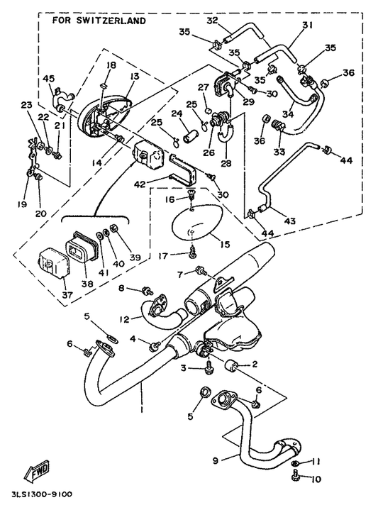 Yamaha 2UJ-14484-00 Plate, Cleaner Case Fitting — shown on the Exhaust parts diagram